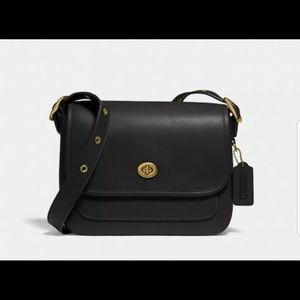 NWT COACH RAMBLER CROSSBODY Black leather glove-tanned OBO